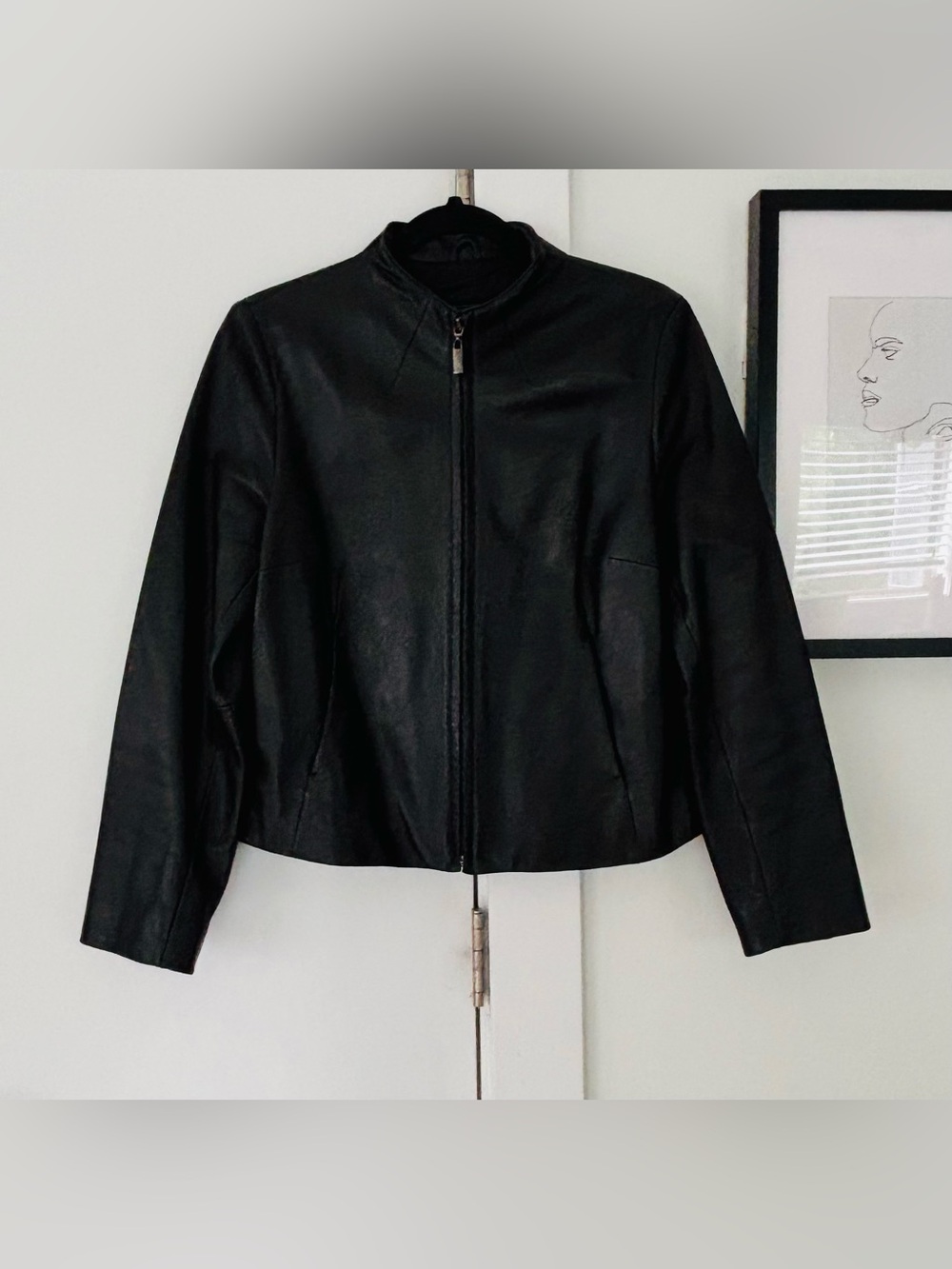 Women's Siena Studio Lamb Leather Black waist length jacket size petite large